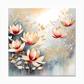 Aquarelle Of Lotus Flower Canvas Print