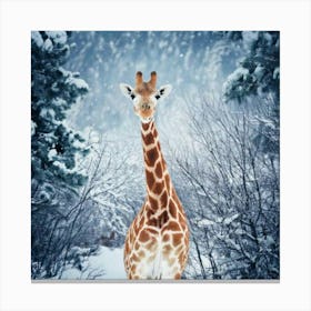 Firefly Happy, Giraffe, Winter, Snowing, Wonderland, Joy, Snowflakes, Magical, Animal, Nature, Whims (1) Canvas Print