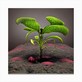 Plant Growing On A Rock Canvas Print