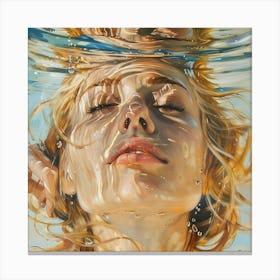 Girl Under Water Photorealistic Oil Painting Canvas Print