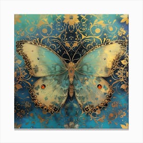 Butterfly In Blue And Gold 1 Canvas Print