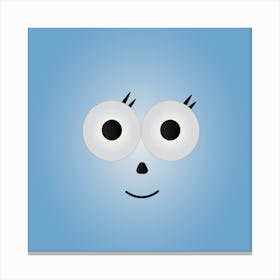 Cartoon Face With Big Eyes Canvas Print