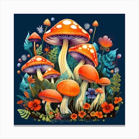 Mushrooms And Flowers 35 Canvas Print