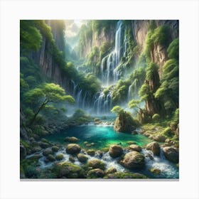 Waterfall In The Forest 49 Canvas Print