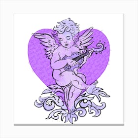 Purple Cupid Square Canvas Print