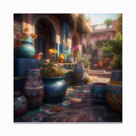 Pots In The Courtyard Canvas Print