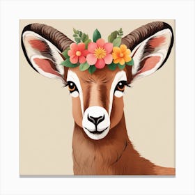 Floral Baby Ibex Nursery Illustration (3) Canvas Print