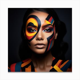 Beautiful Woman With Colorful Makeup 1 Canvas Print