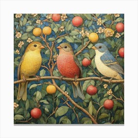 Three Birds On A Branch Art 11 Canvas Print