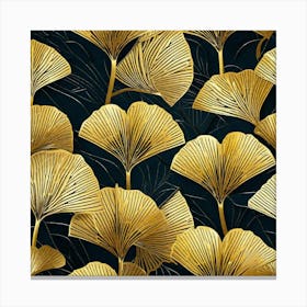 Gold Ginkgo Leaves 1 Canvas Print