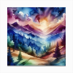 Watercolor Landscape Painting 71 Canvas Print