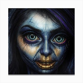 Girl With Blue Makeup Canvas Print