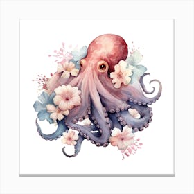 Octopus With Flowers Canvas Print