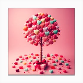 Candy hearts tree in Valentines day 2 Canvas Print