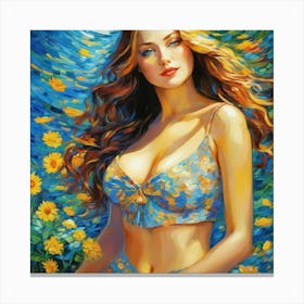 Woman In Blueghh Canvas Print