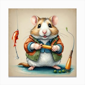 Hamster Fishing 3 Canvas Print