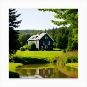 Pond And House 1 Canvas Print