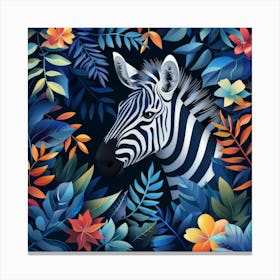 Zebra In The Jungle 10 Canvas Print