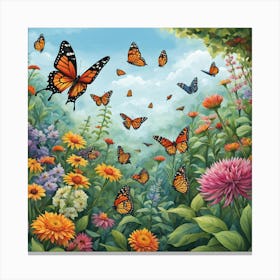 Butterflies In The Garden Canvas Print