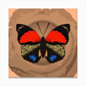 Mechanical Butterfly The Agrias Amydon Tryphon On A Beige Background Canvas Print