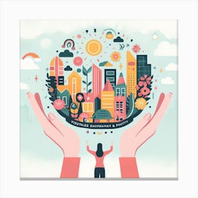 Illustration Of A City 2 Canvas Print