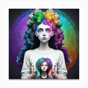 Girl With Colorful Hair Canvas Print