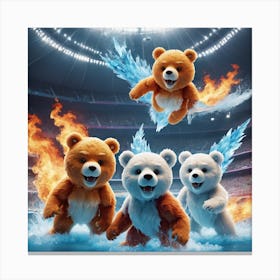 Ice and fire teddy bears  Canvas Print