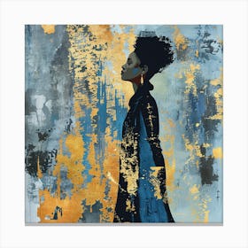 Woman In Blue And Gold 1 Canvas Print