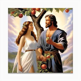 Jesus And The Apple Tree Canvas Print