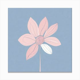 A White And Pink Flower In Minimalist Style Square Composition 197 Canvas Print