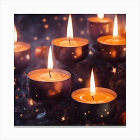Candles On A Black Background Canvas Print