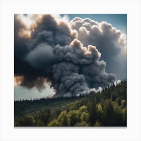 Smoke Billowing From A Forest 1 Canvas Print