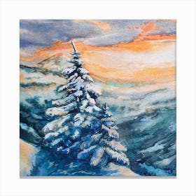 Trees On The Slope Of The Mountain Square Canvas Print