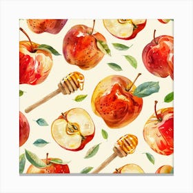 Watercolor Apple Pattern Canvas Print