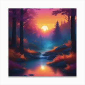 Sunset In The Forest 5 Canvas Print