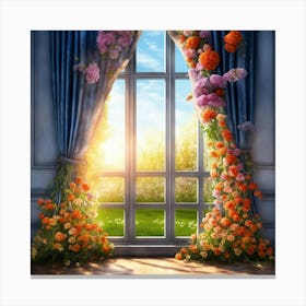Window With Flowers 2 Canvas Print