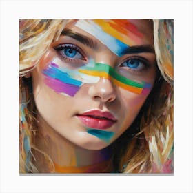 Rainbow face paint mask Canvas Print