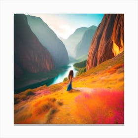 Girl In The Mountains Canvas Print