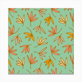 PETALS Abstract Floral Botanical in Brown Pink Yellow Cream Gray on Mint Green Canvas Print