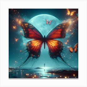 Butterfly In The Moonlight Canvas Print