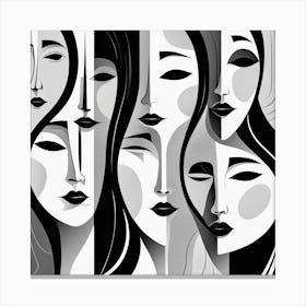 Black And White Portrait Of Women Canvas Print