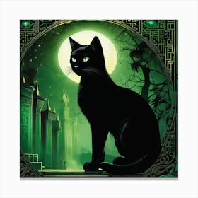 Cat In The Moonlight Canvas Print