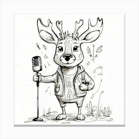 Deer With Microphone 4 Canvas Print