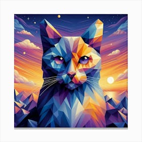 Plum Low Poly Cat Canvas Print