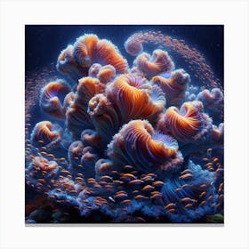 Coral Reef: Living Sculptures, Biomorphic Blooms in Prismatic Hues Canvas Print