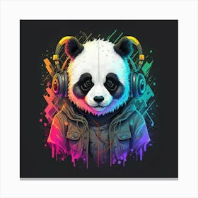 Panda Bear With Headphones Canvas Print
