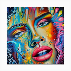 Woman With Colorful Eyes Canvas Print