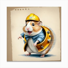 Hamster In Hard Hat 2 Canvas Print