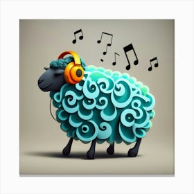 Sheep With Headphones Canvas Print