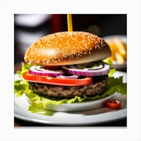 Hamburger On A Plate 8 Canvas Print